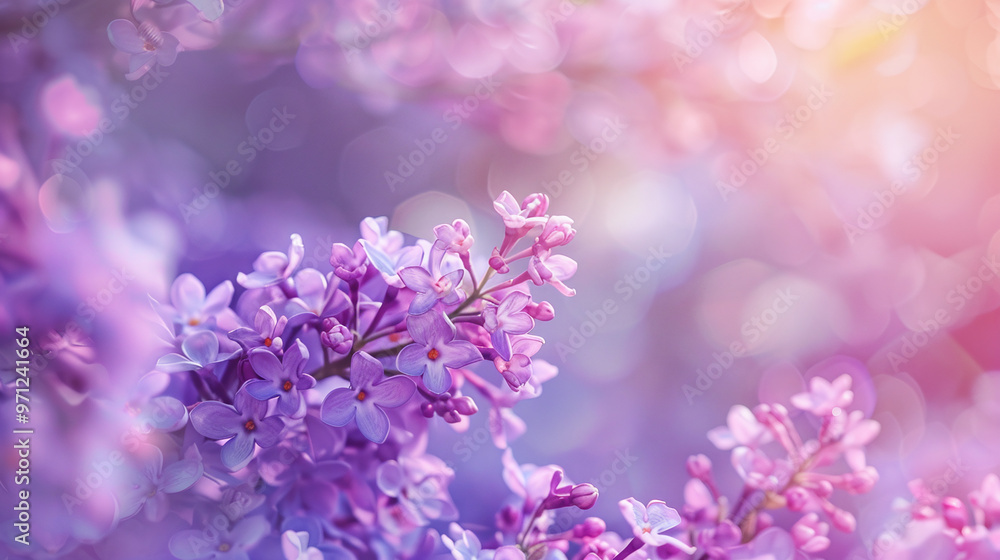 Close-Up of Purple Flowers in a Delicate Pastel and Romantic Floral Background Close-Up of Purple Flowers in a Delicate Pastel and Romantic Floral Background