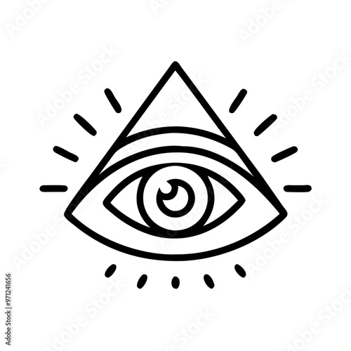 All-Seeing Eye in Triangle Black Icon photo