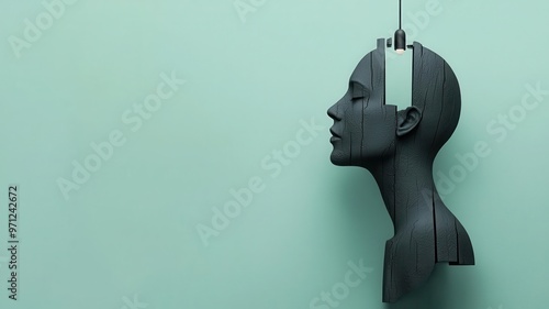 Fixed mindset chains dissolving into ideas and innovation, 3D illustration