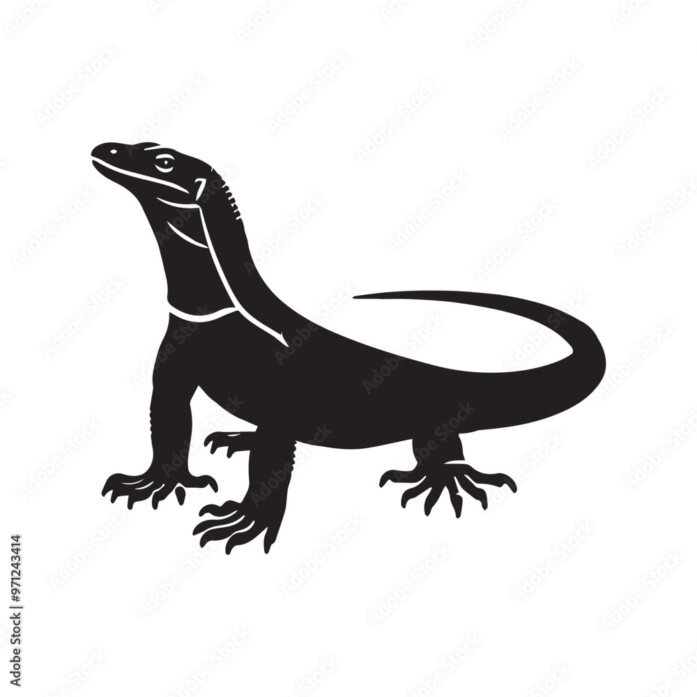 Fototapeta premium Monitor lizard silhouette Clipart - Monitor lizard vector illustration in black and white