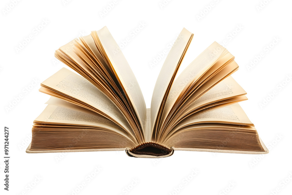 Opened book browsing pages shuffling isolated on transparent or white background, png Opened book browsing pages shuffling isolated on transparent or white background, png