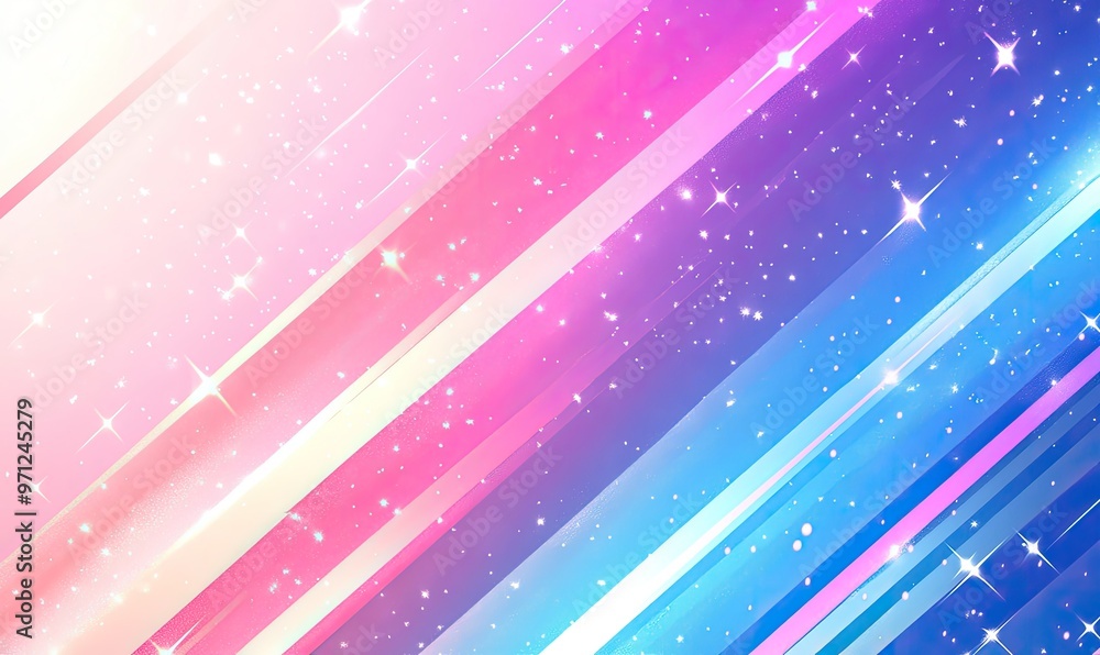 Obraz premium A vibrant abstract background with colorful diagonal stripes and sparkling stars.