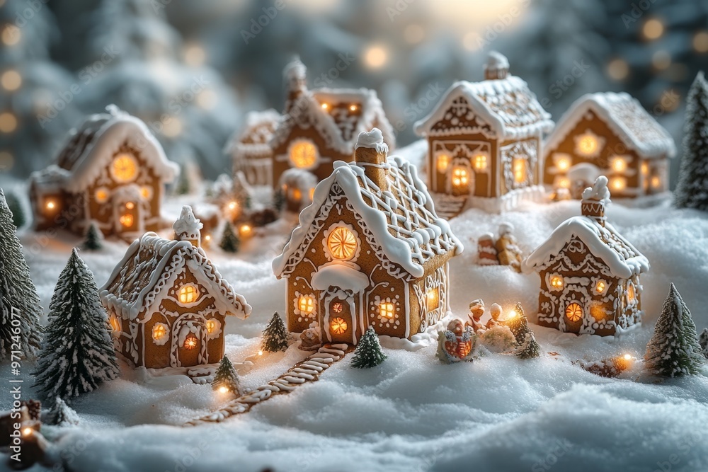 Christmas gingerbread houses on wooden table with bokeh background.. Pastries in the form of houses. Festive scene with holiday pastries. Christmas and New Year background.
Christmas gingerbread houses on wooden table with bokeh background.. Pastries in the form of houses. Festive scene with holiday pastries. Christmas and New Year background.