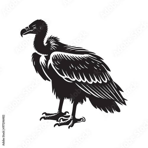 Vulture silhouette Clipart - Vulture vector illustration in black and white 
