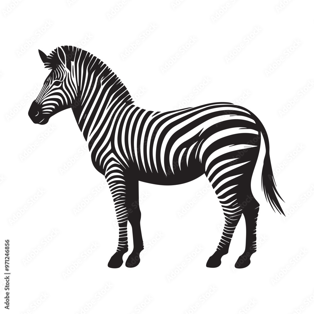 Obraz premium Zebra silhouette Clipart - Zebra vector illustration in black and white 