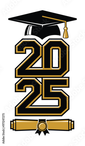 Lettering Class of 2025 for greeting, invitation card. Text for graduation design, congratulation event, T-shirt, party, high school or college graduate. Vector on transparent background