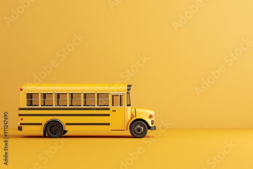 Yellow school bus on a yellow background. With space for text