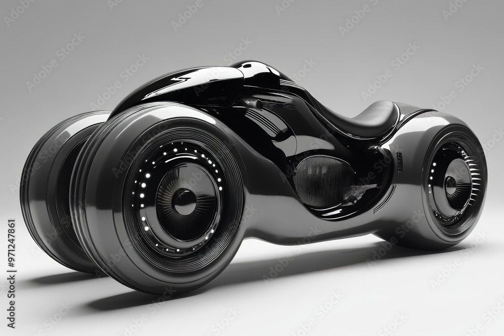 Futuristic Black Motorcycle, 3D Rendering Futuristic Black Motorcycle, 3D Rendering