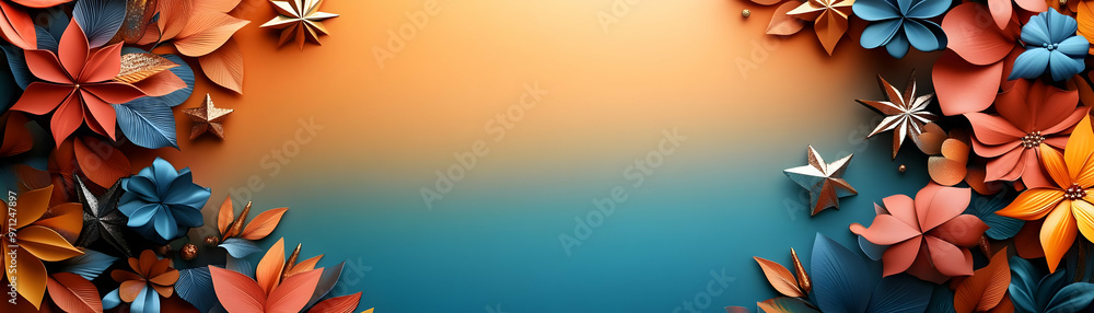 Modern Abstract Rangoli Border with Star Designs � Elegant Photo Stock Concept for Festive Announcements and Branding with Generous Copy Space Modern Abstract Rangoli Border with Star Designs � Elegant Photo Stock Concept for Festive Announcements and Branding with Generous Copy Space