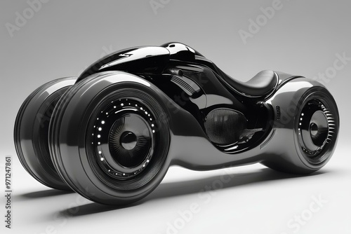 Futuristic Black Motorcycle, 3D Rendering