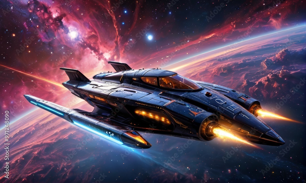 custom made wallpaper toronto digitalStarship Soaring in Nebula