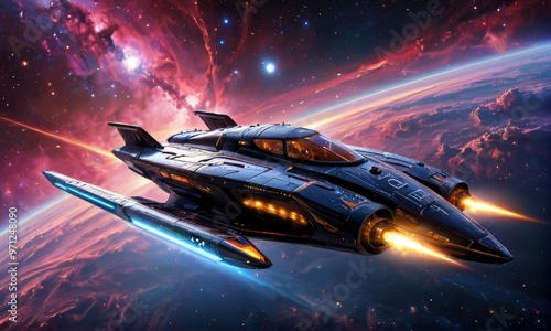 Wallpaper Mural Starship Soaring in Nebula Torontodigital.ca