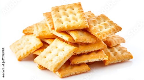 Cheese crackers cut square.