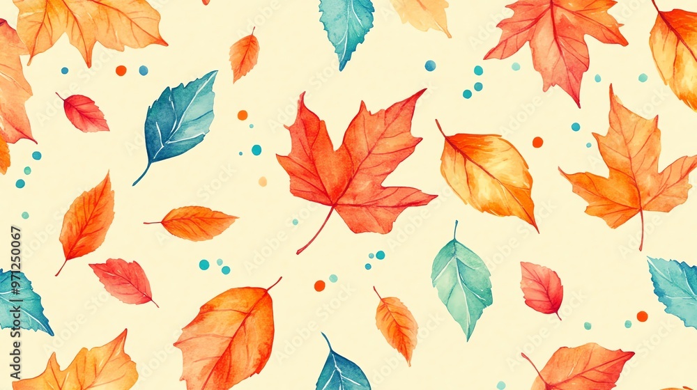 Obraz premium watercolor Autumn leaves seamless pattern for vibrant fall decor