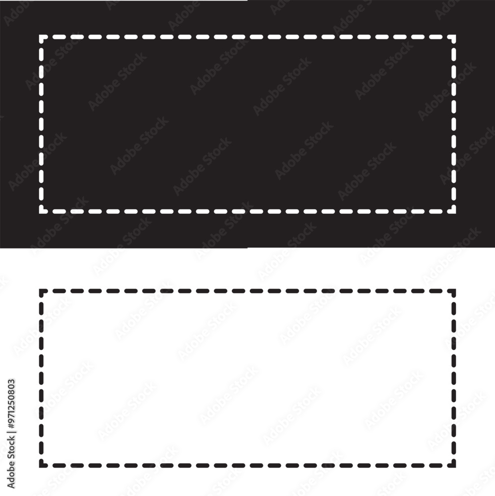 Dashed line long frame. isolated on white and black background. Vector illustration. EPS 10 Dashed line long frame. isolated on white and black background. Vector illustration. EPS 10