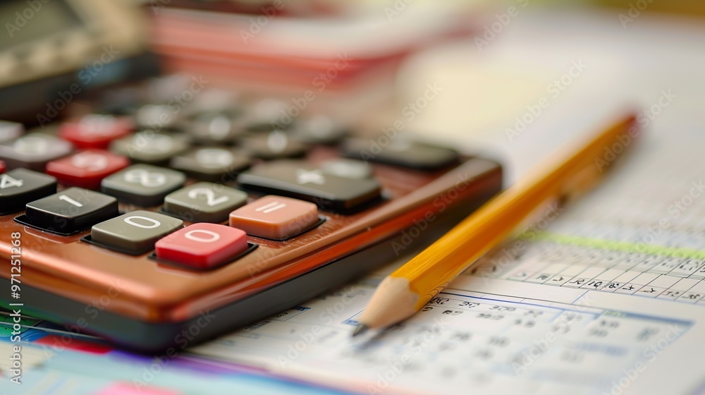 Calculator, Pencil, and Paper: A Close-Up of Business Tools Calculator, Pencil, and Paper: A Close-Up of Business Tools