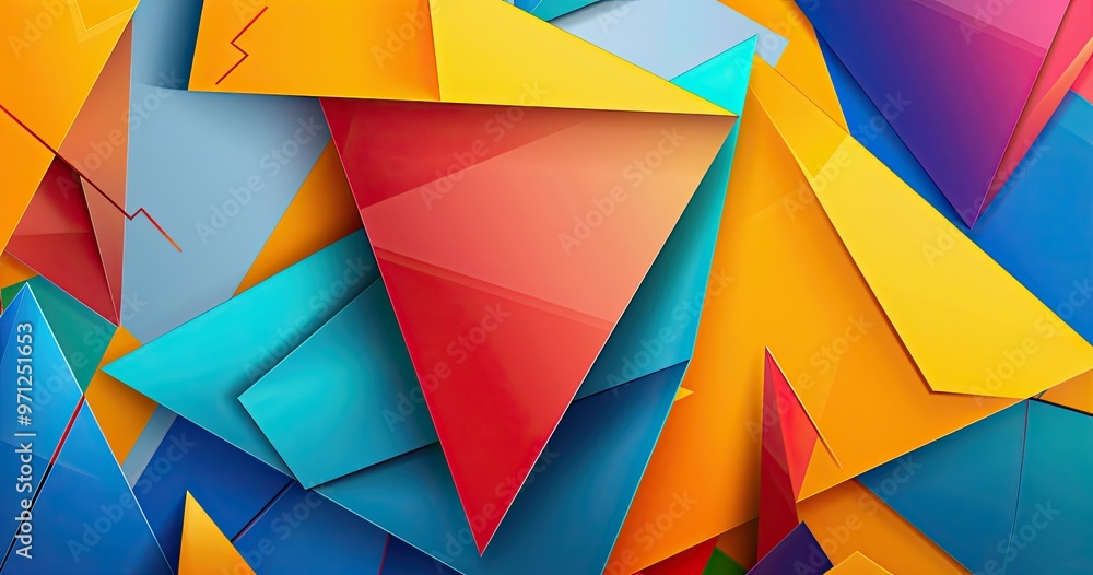 A vibrant composition of colorful geometric shapes layered and overlapping, creating a dynamic and modern visual aesthetic. A vibrant composition of colorful geometric shapes layered and overlapping, creating a dynamic and modern visual aesthetic.