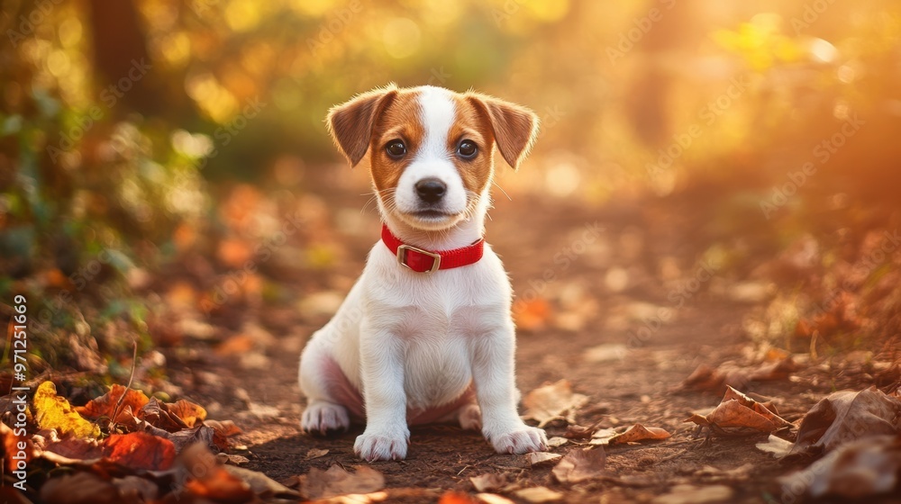 The Puppy in Autumn Leaves The Puppy in Autumn Leaves