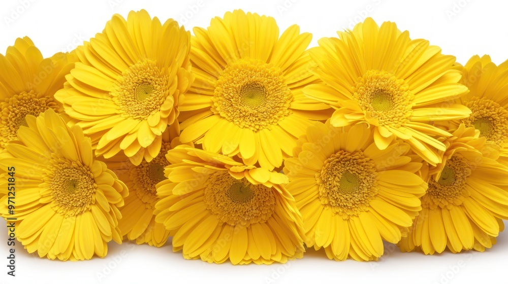A vibrant arrangement of yellow gerbera daisies, symbolizing joy and positivity. A vibrant arrangement of yellow gerbera daisies, symbolizing joy and positivity.