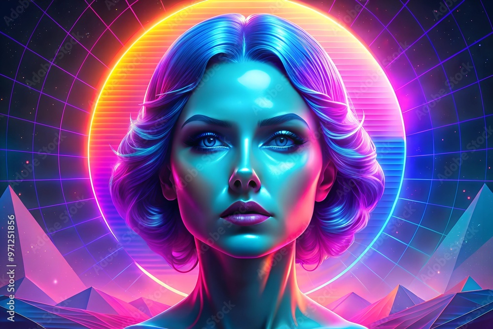3D-rendered synthwave illustration of a futuristic woman in neon colors, blending retro aesthetics with a digital, sci-fi feel. Perfect for projects related to digital art, sci-fi, or retro-futurism. 3D-rendered synthwave illustration of a futuristic woman in neon colors, blending retro aesthetics with a digital, sci-fi feel. Perfect for projects related to digital art, sci-fi, or retro-futurism.