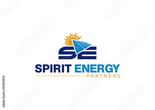 Spirit-Energy, light, sun, letter, blue, celestial, yellow, clean, professional, template, logo., logo, icon, design, business, symbol, company, concept, element