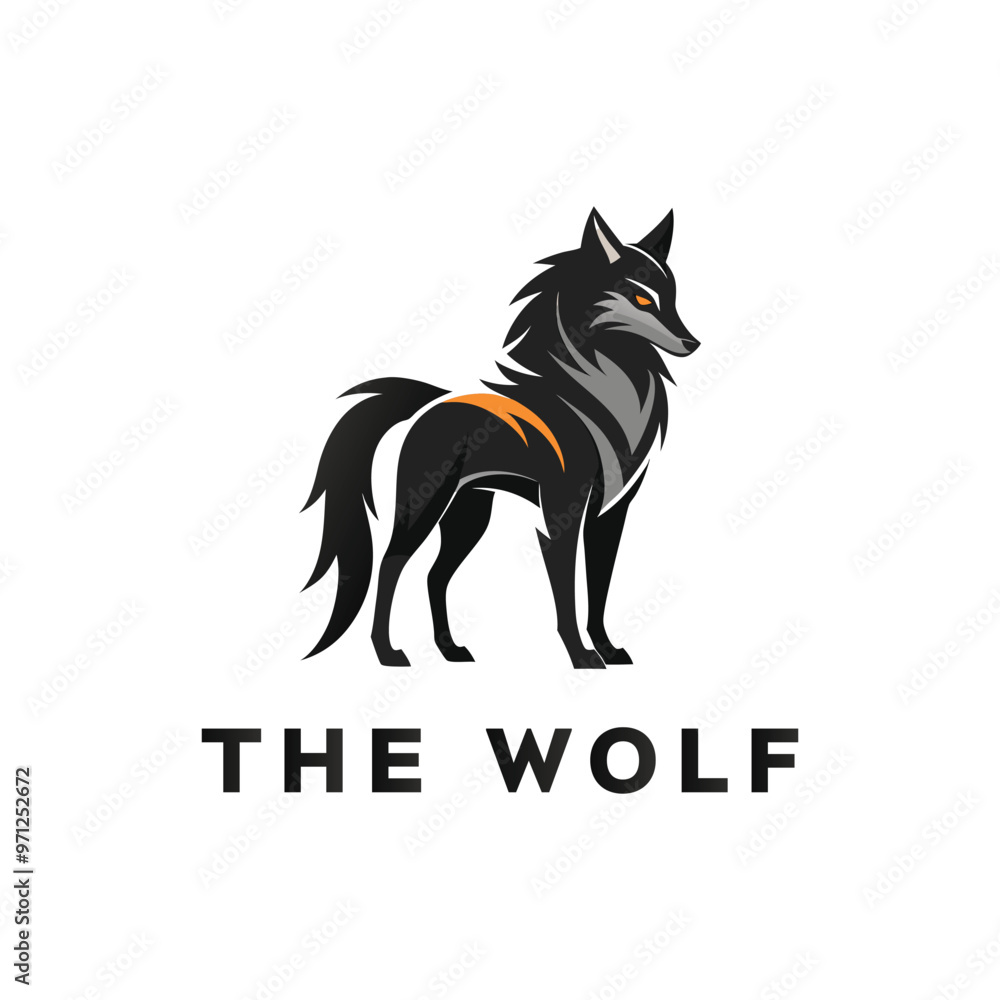 Fototapeta premium Sleek wolf silhouette with sharp lines vector logo