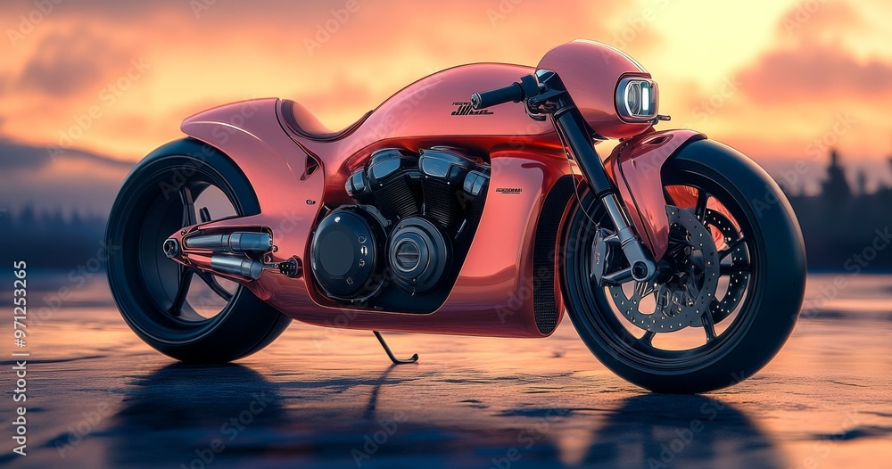 Fototapeta premium Futuristic Red Motorcycle - Innovative Design and Performance
