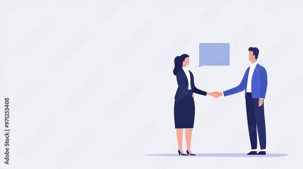 Two businesspeople shaking hands with a mediator standing between them, mediation, conflict resolution in negotiation Two businesspeople shaking hands with a mediator standing between them, mediation, conflict resolution in negotiation