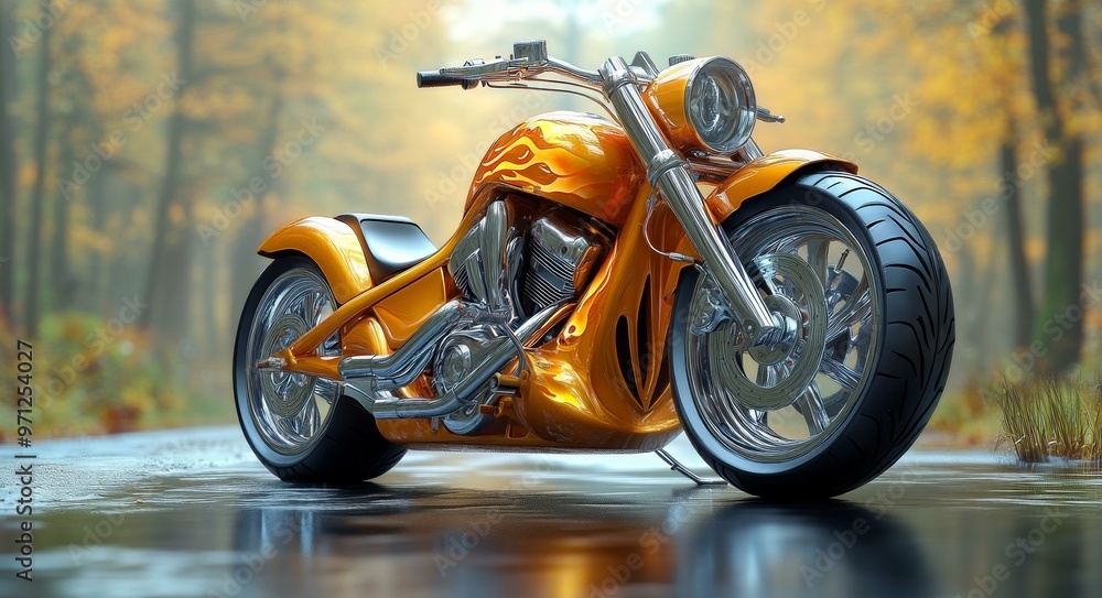 Obraz premium Custom Motorcycle, Digital Art, Bike, High-Detail Render