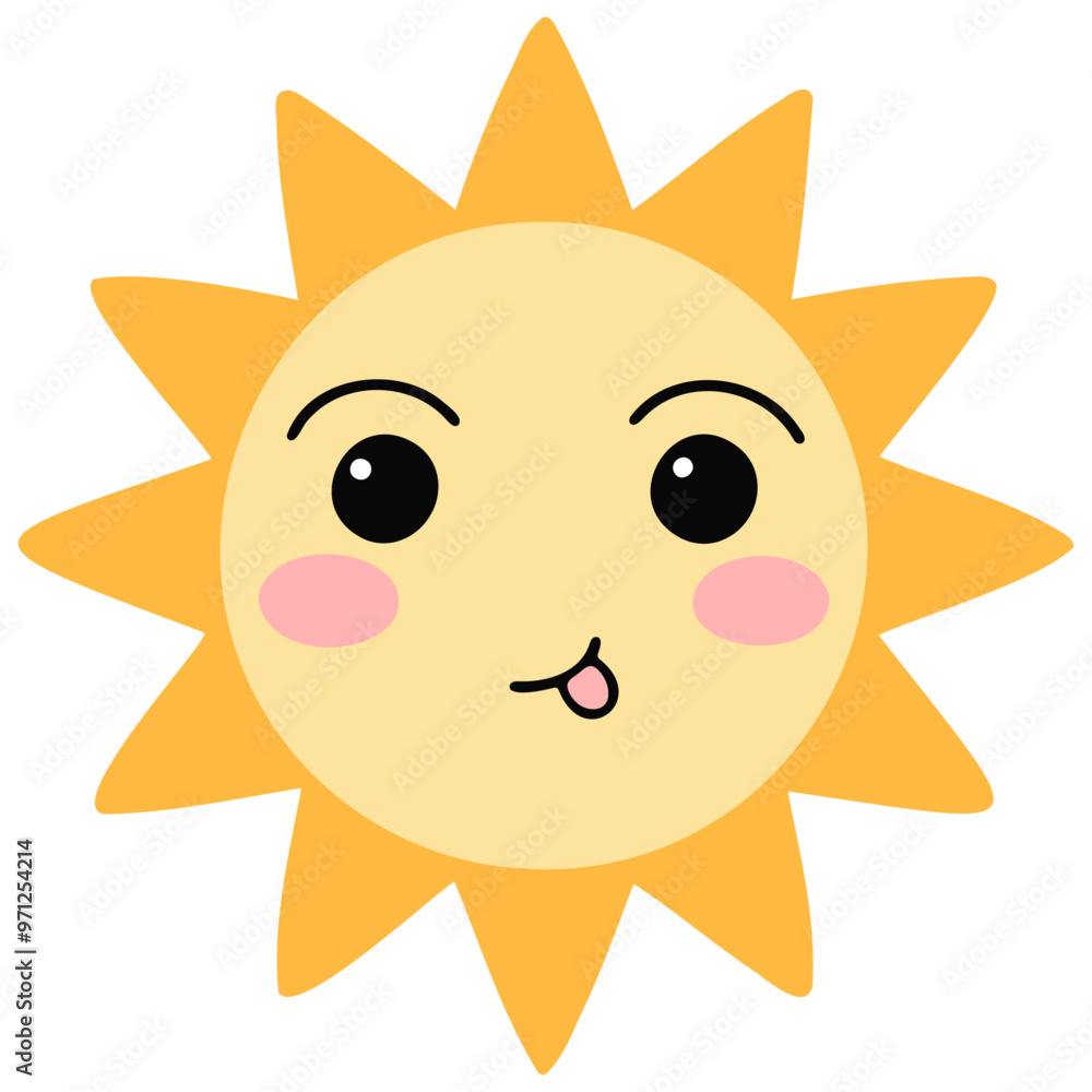 Cute suns, Sunshine emoji playful with tongue sticking out Cute suns, Sunshine emoji playful with tongue sticking out