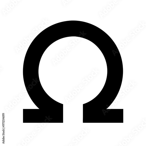 Omega Symbol Black Icon, Greek Alphabet
