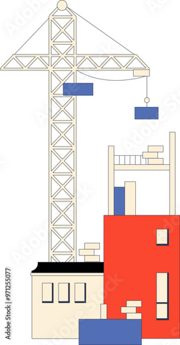 Crane over a building under construction.