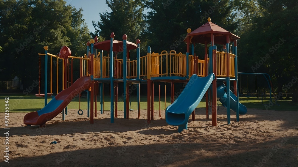 A playful scene of kids building sandcastles in the sandbox at the local playground A playful scene of kids building sandcastles in the sandbox at the local playground