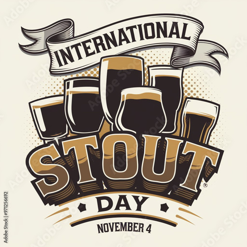 Celebrating International Stout Day with classic beer glasses illustration