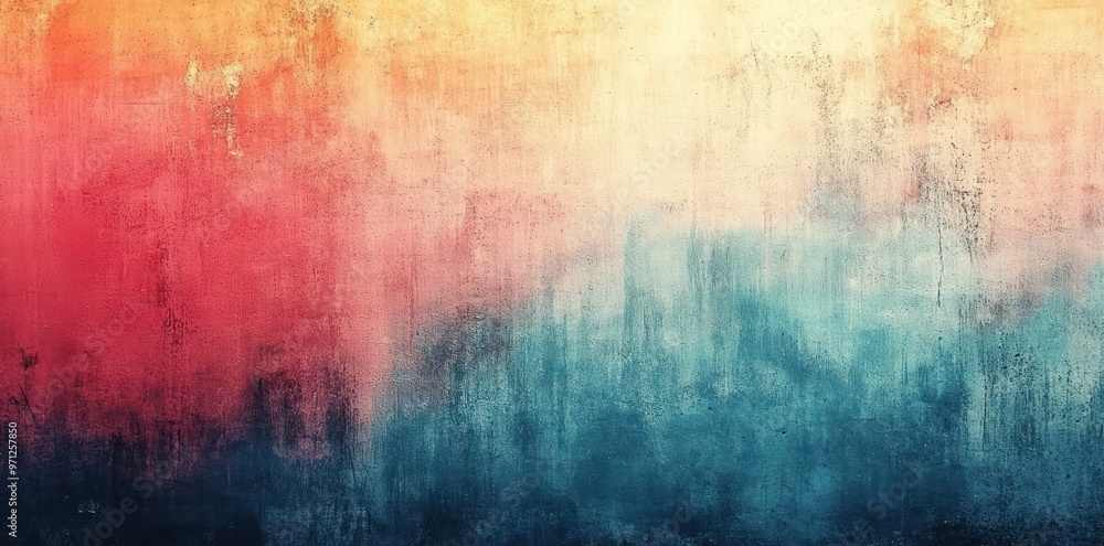 Obraz premium Abstract Textured Background with Gradient of Red, Pink, Yellow, and Blue