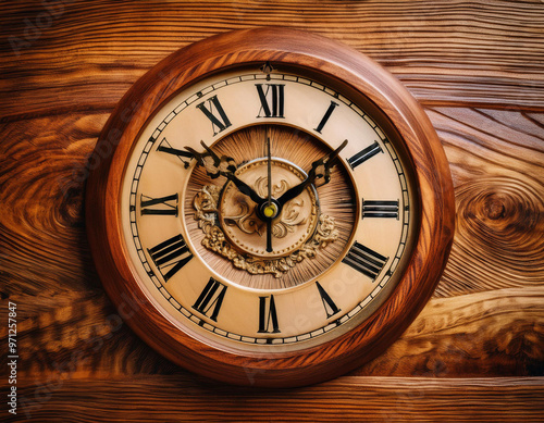 Wallpaper Mural Close-Up Illustration of a Wooden Clock Torontodigital.ca