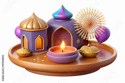 Flat Glossy Rangoli and Sparklers Night Background: Vibrant Festival Scene with Elegant Rangoli Design and Illuminating Sparklers in Clean Vector Style