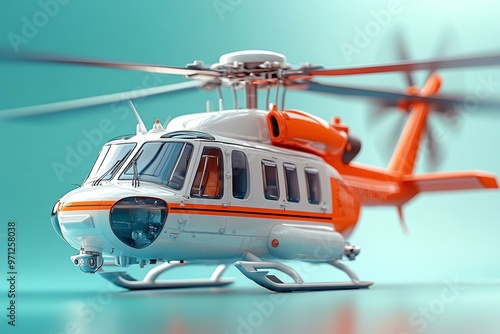 Helicopter Image with Orange and White Color Scheme, Rescue Vehicle, Emergency Transport photo