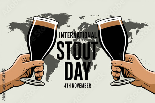 Celebrating International Stout Day with classic beer glasses illustration