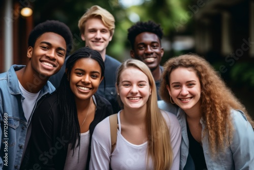 Portrait of a smiling diverse group of students