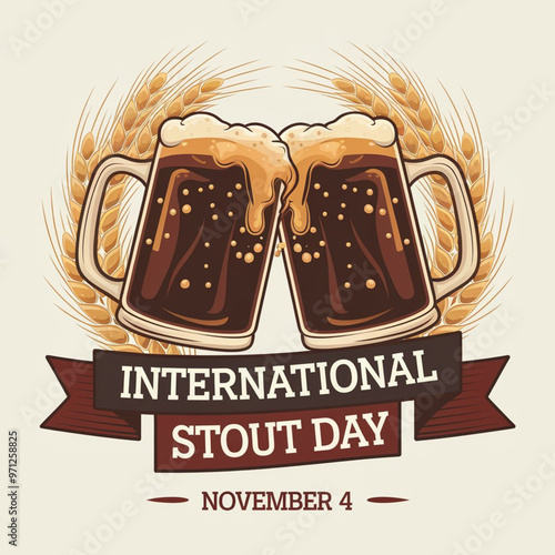 Celebrating International Stout Day with classic beer glasses illustration