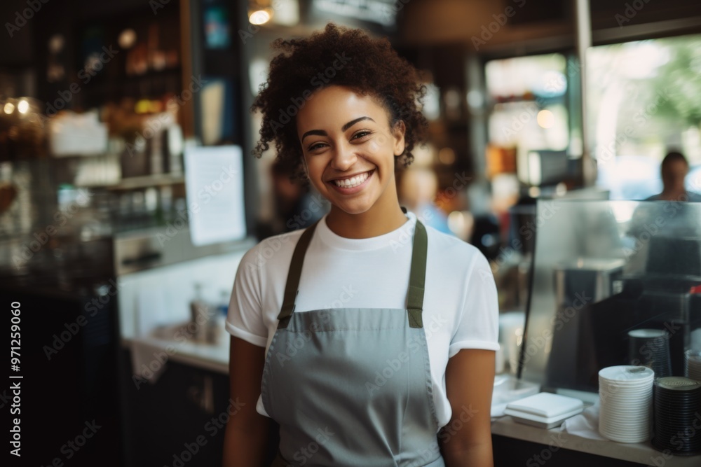 Smiling portrait of a young female barista Smiling portrait of a young female barista
