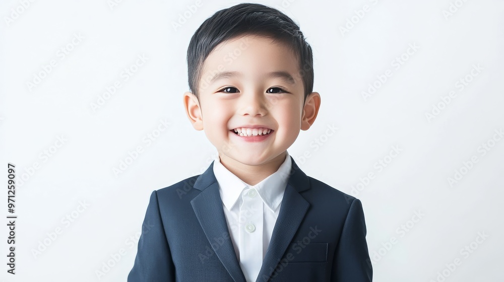 Asian child in suit, smiling, isolated Asian child in suit, smiling, isolated