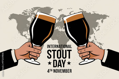 Celebrating International Stout Day with classic beer glasses illustration