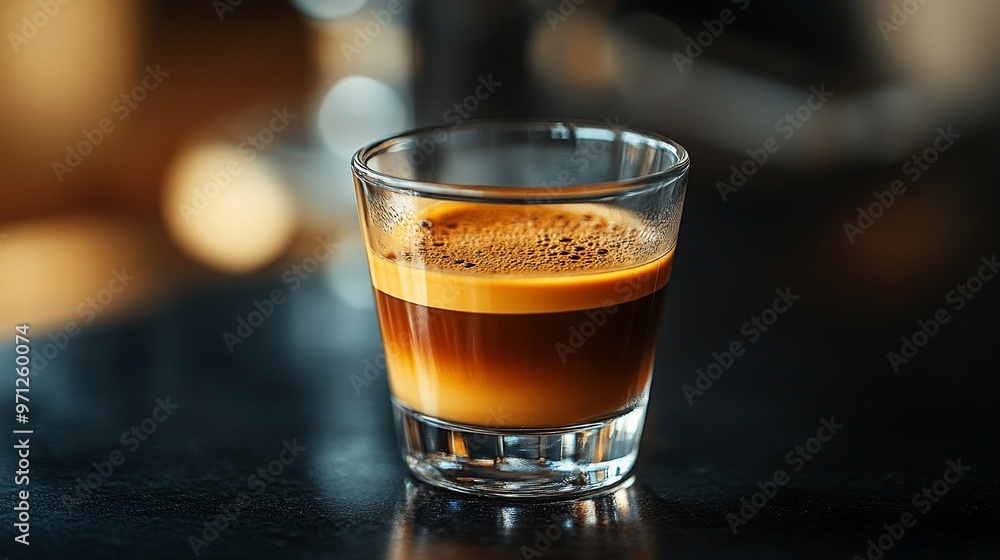 Double Shot, Double Take: A perfectly layered espresso awaits in a stylish glass, its rich aroma and inviting crema promising a delightful caffeine kick. Double Shot, Double Take: A perfectly layered espresso awaits in a stylish glass, its rich aroma and inviting crema promising a delightful caffeine kick.