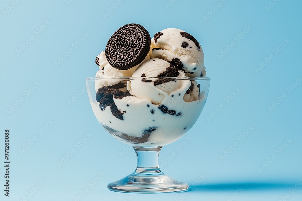 an ice cream sundae with black cookies an ice cream sundae with black cookies
