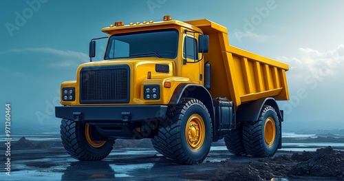 Yellow Mining Truck, Construction Vehicle