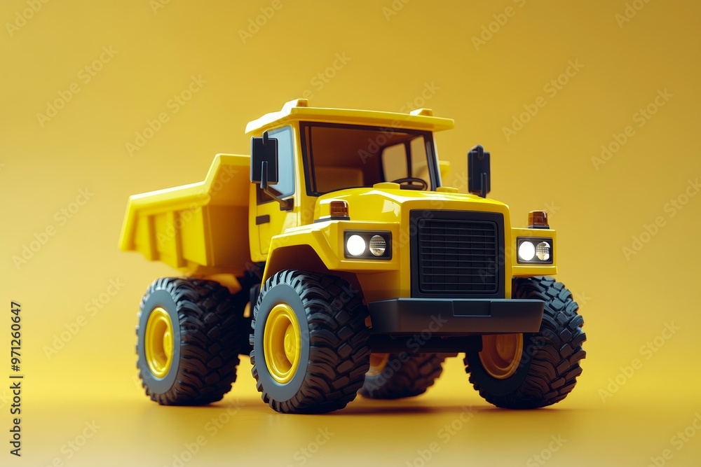 Naklejka premium Toy Construction Vehicle, Yellow Truck Model