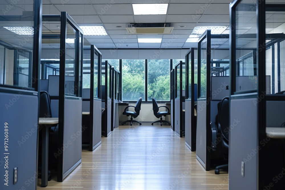 Professional Call Center Environment with Electronic Equipment Professional Call Center Environment with Electronic Equipment