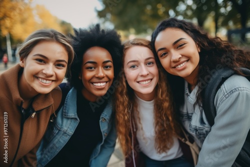 Portrait of a smiling diverse group of students